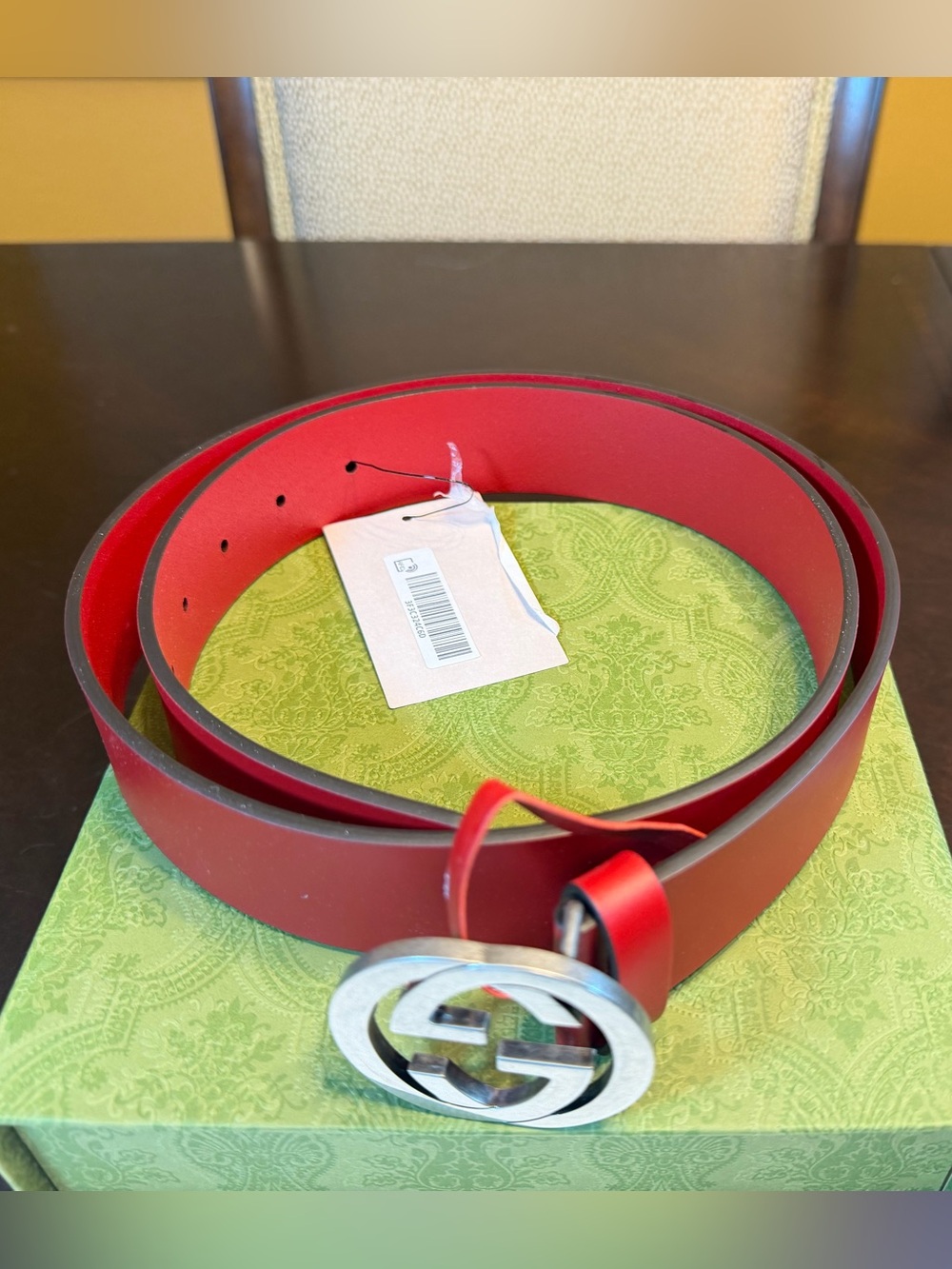 New Gucci GG Logo Belt Red Size 38 / 95 cm Fits a Waist 34 - 38 - Picture 3 of 13